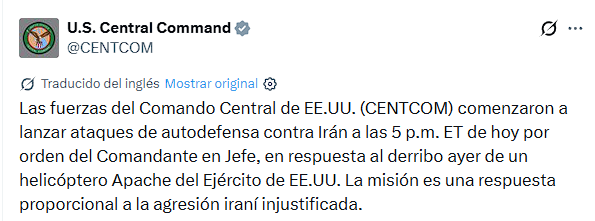 nachomdeo's tweet photo. Se reportan explosiones en el sur de Irán, especialmente en la zona de Bandar Abbas. La represalia de Trump por el derribo del helicóptero Apache se concretó y sube el riesgo de una escalada regional. Los sistemas aéreos de la zona están en alerta por posibles respuestas de Irán https://t.co/GmkEAWvFz7
