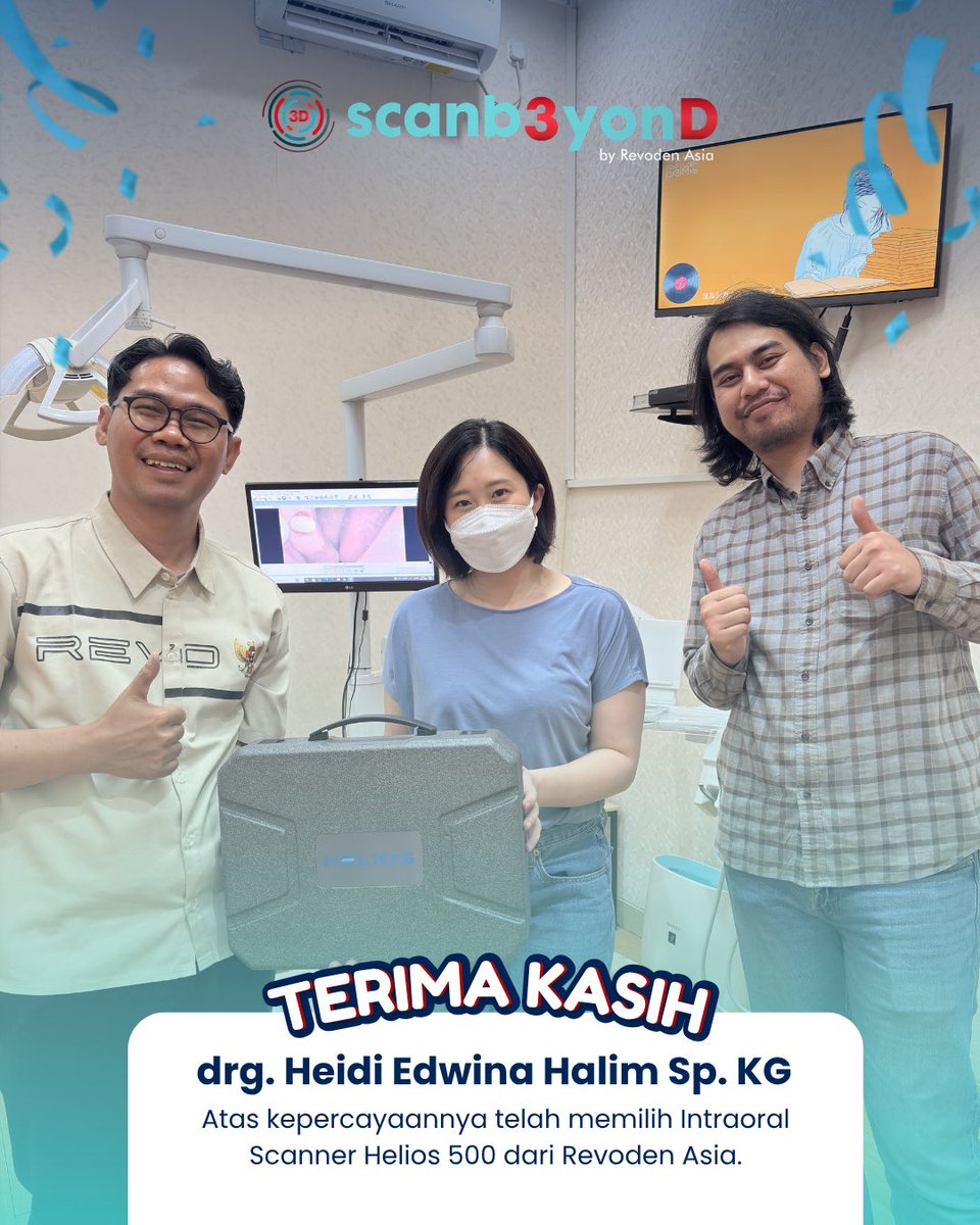 RevodenAsia's tweet photo. 🦷✨ Terima kasih kepada drg. Heidi Edwina Halim, https://t.co/lFw3990jbW atas kepercayaannya dalam memilih Helios 500 Intra Oral Scanner sebagai bagian dari praktik profesional. 🙏
#EvolvingToTheNextLevel #RevodenAsia #Scanbeyond #DigitalDentistry #Helios500 #IntraOralScanner https://t.co/SZQfb9r3Rc