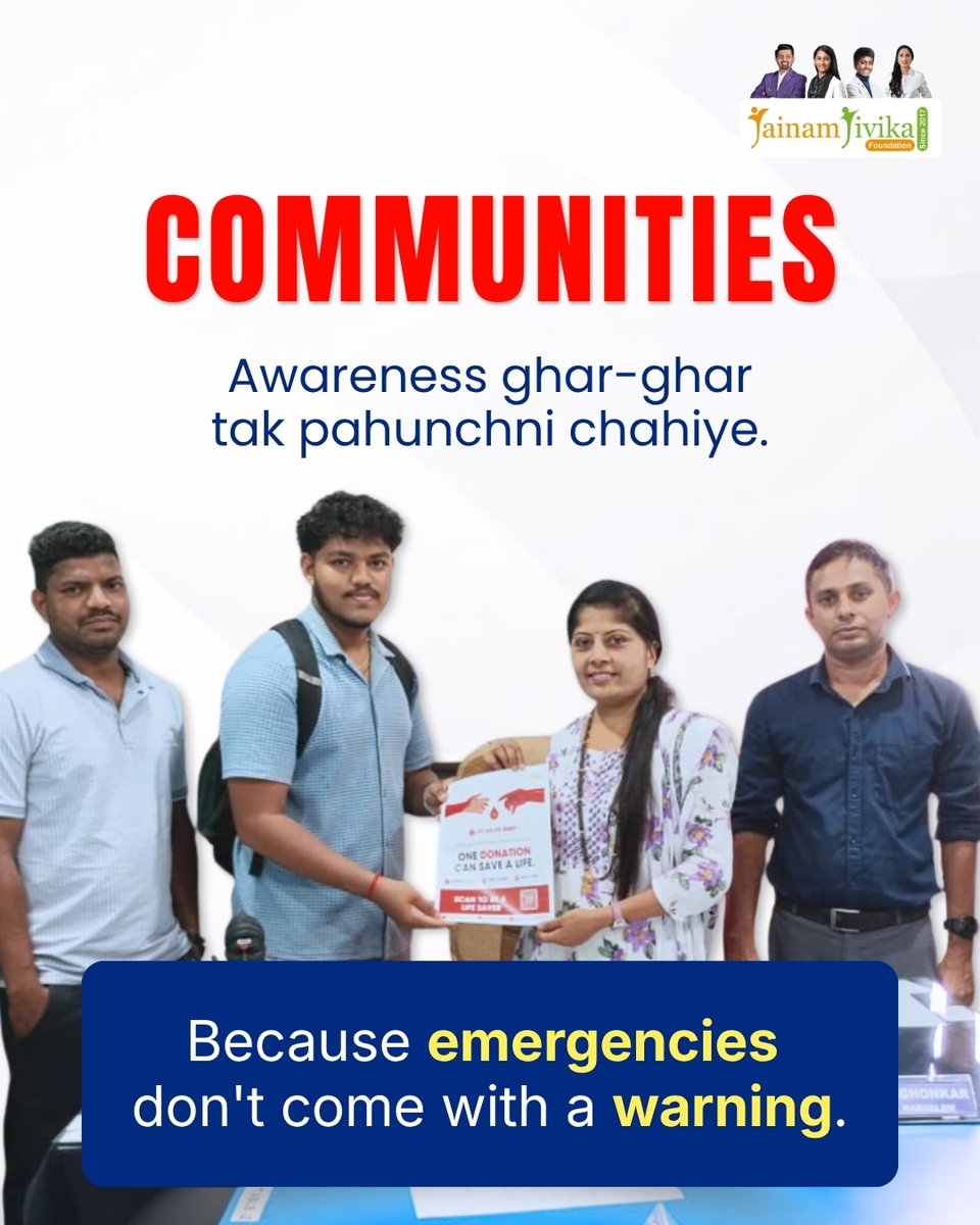 TeamJJFIndia's tweet photo. Not every lifesaving effort starts in a hospital.

Sometimes, it starts with a sticker.

🚔 Communities
🎓 Pharmices
📍 In places people visit every day.

Because in an emergency, the right information at the right time can make all the difference. https://t.co/3cLeK5SeKe
