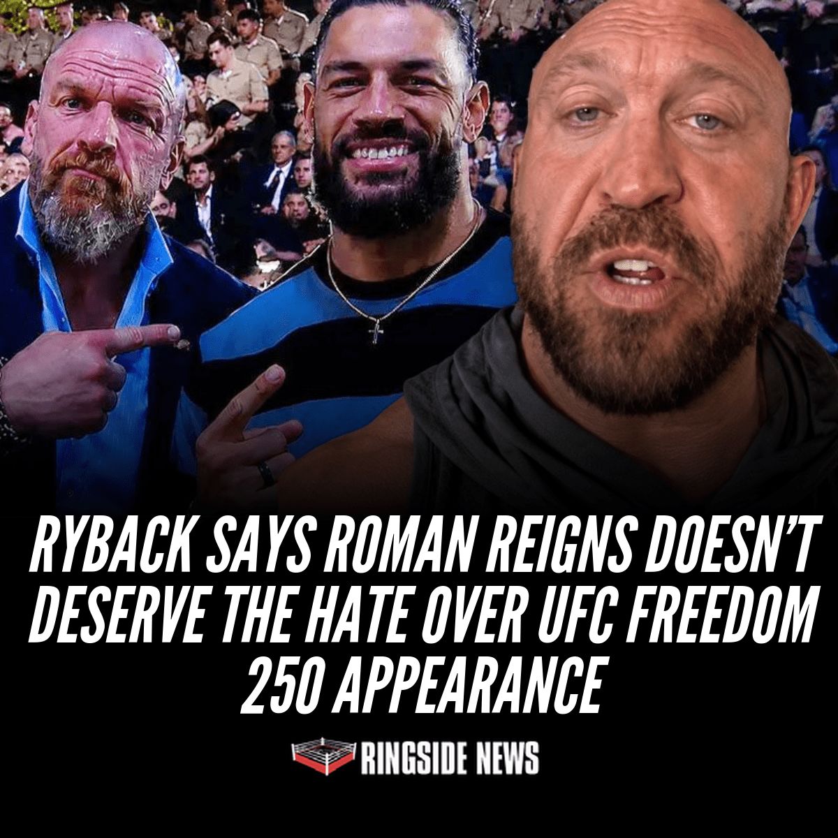 ringsidenews_'s tweet photo. Do you agree with Ryback defending Roman Reigns, or do you think the criticism over UFC Freedom 250 was fair? https://t.co/SockbeYehr https://t.co/e3pAYiKYiK