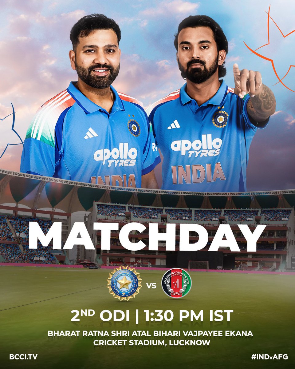 BCCI's tweet photo. The stage is set for the 2️⃣nd ODI 🏟️

Where are you tuning in from to cheer for #TeamIndia today? 💙

#INDvAFG https://t.co/L3BxnjtbCu