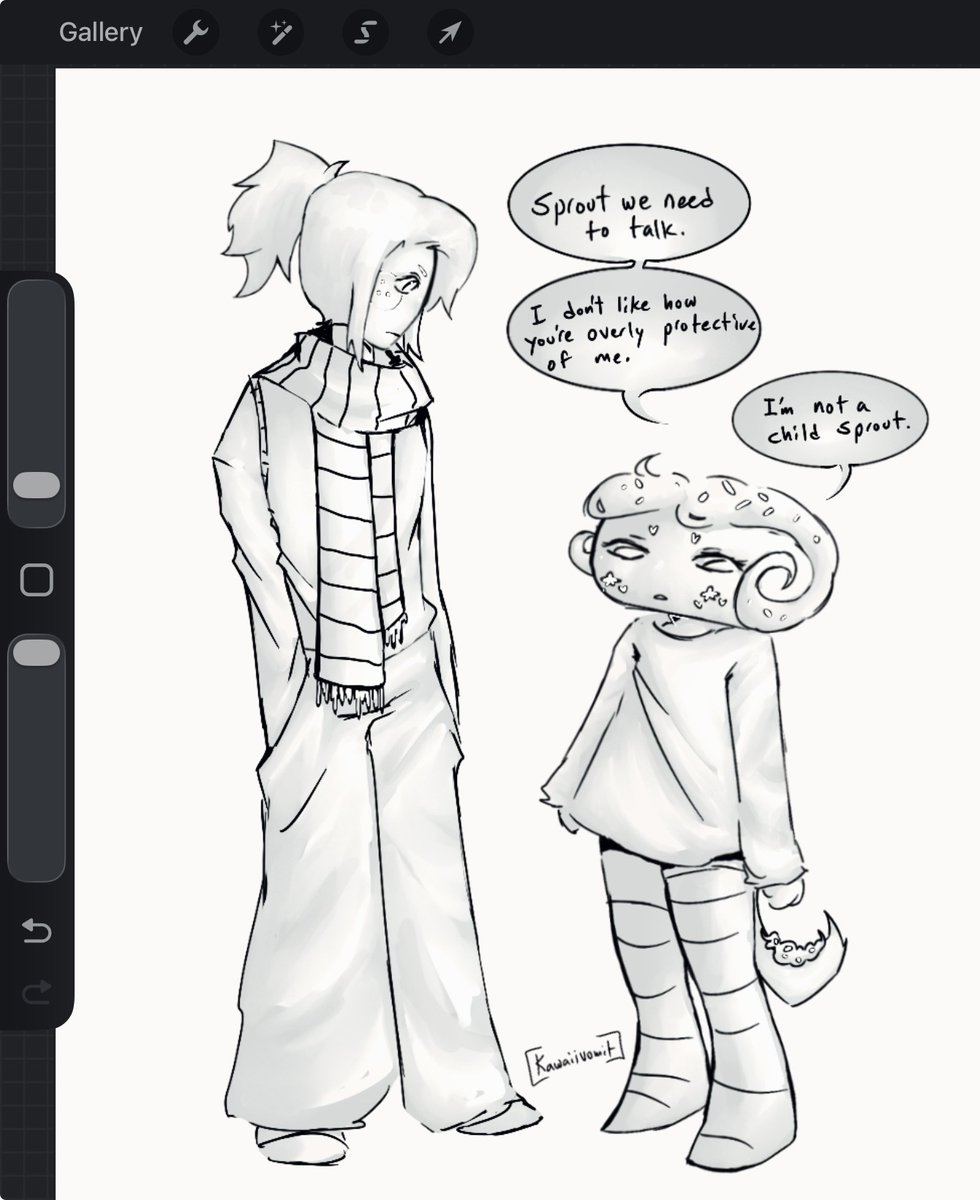Kawaiivomiti's tweet photo. Small Fruitcake doodle

Overly protective Sprout getting on Cosmo’s nerves 

#dandyworldfanart #fruitcakefanart #dandysworld #fanartㅤㅤㅤㅤ #procreate #doodle #comicsart #artistintwitter #drawingㅤㅤ https://t.co/BqF2wYYPmT