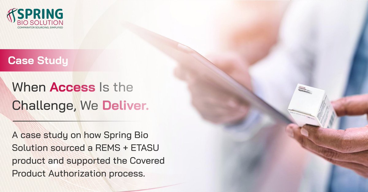 springbiosol's tweet photo. Access barriers. Authorization requirements. Restricted distribution.
See how Spring Bio Solution successfully sourced a REMS + ETASU product and supported compliant access.
#ComparatorSourcing #REMS #ETASU #SpringBioSolution https://t.co/OyeQqYqOr6