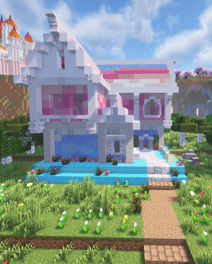 Raystellation's tweet photo. Happy Pride Month!
Minecraft houses I've built as a pride flag months ago :) <3 #minecraftbuilds https://t.co/RFsCvmF8Uz