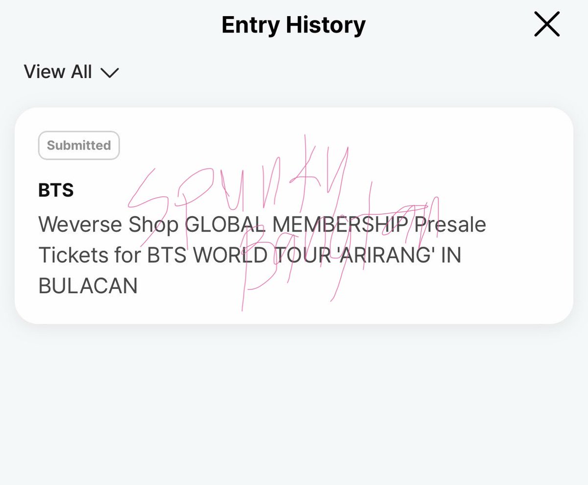 SpunkyBangtan's tweet photo. wts lfb 

army membership presale code

- 750php
- registered for bulacan ph
- wasn't able to use last presale

dm for details‼️ https://t.co/HDGvQkmrWT