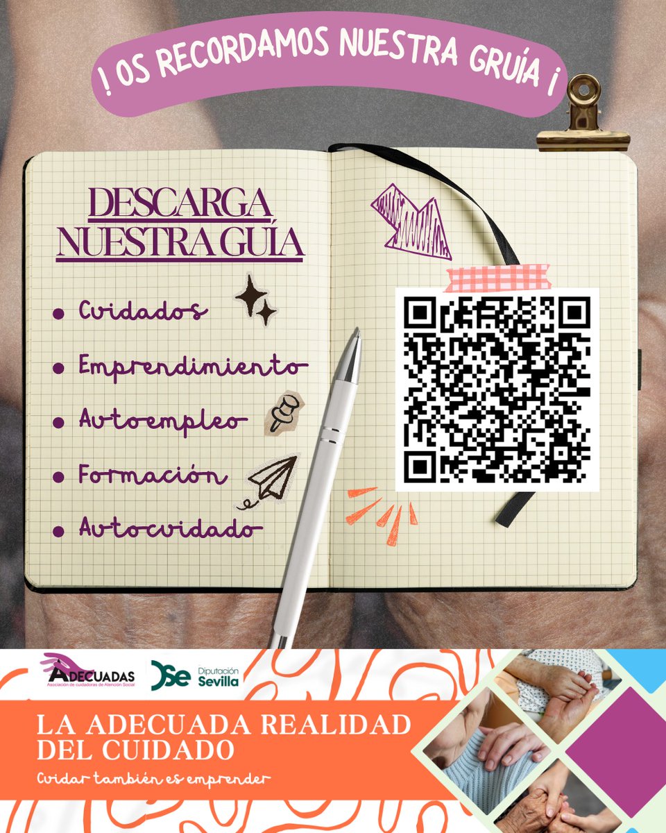 AdecuadasA's tweet photo. 📖 Sigue disponible nuestra guía gratuita sobre la realidad de los cuidados, con información, recursos y reflexiones sobre un sector esencial.

💡 Conoce mejor los cuidados y sus oportunidades profesionales.

📲 Descárgala aquí: https://t.co/NTw45LFLrD

@DIPUSEVI 

#Adecuadas https://t.co/CkJZPWlYs8