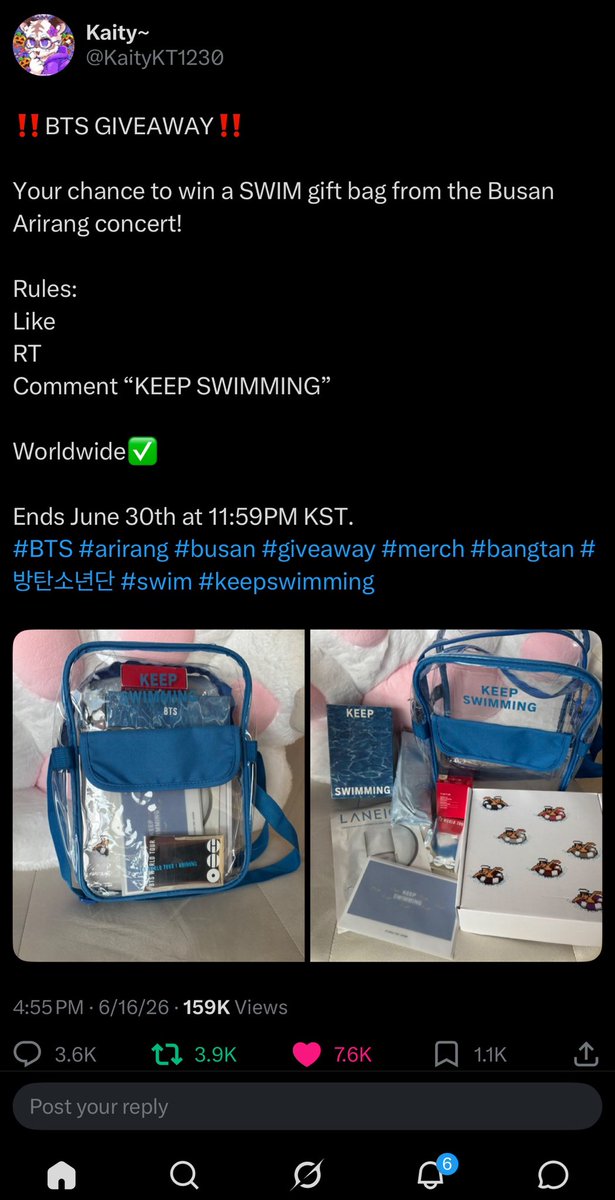 niko_tk30's tweet photo. @KaityKT1230 @jk_littleboy KEEP SWIMMING!!!! 💜💜💜💜💜💜💜 https://t.co/BWYcf8dG51