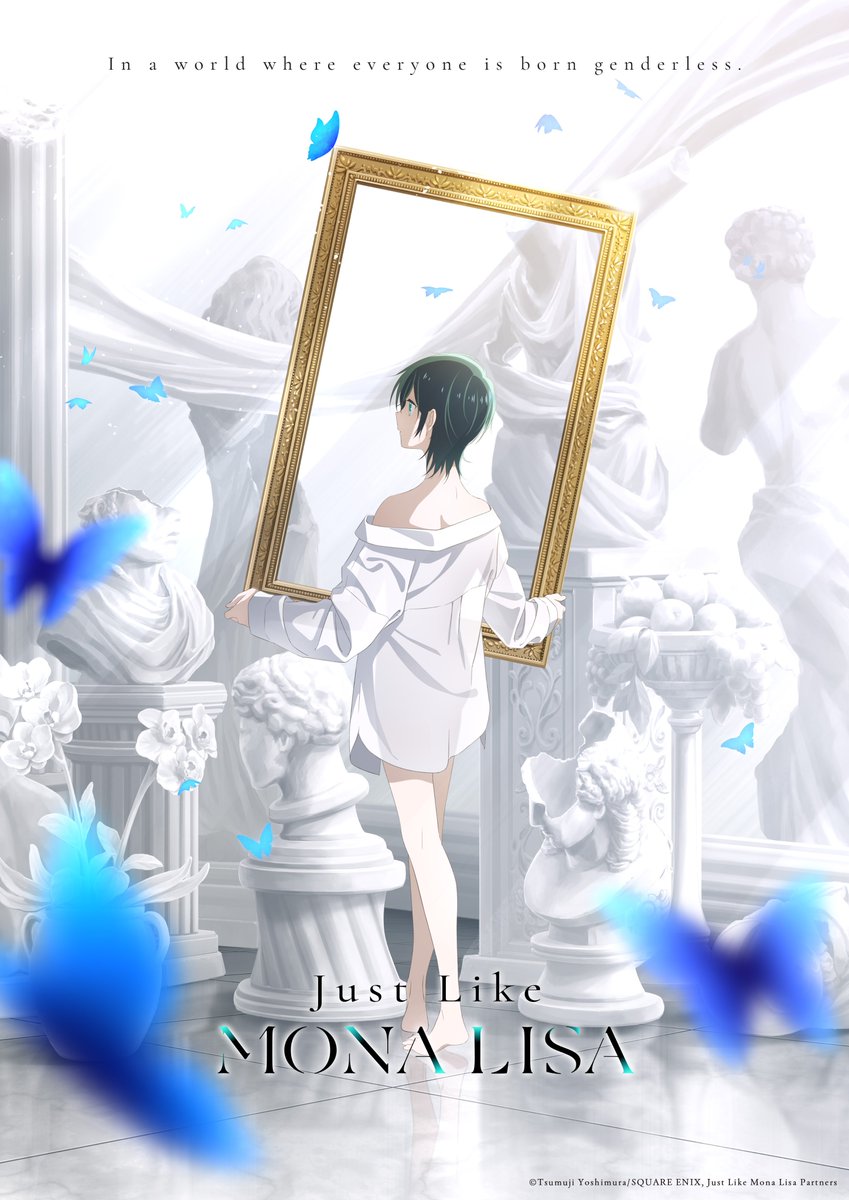 AIR_News01's tweet photo. "Just Like Mona Lisa" TV anime adaptation officially announced with a teaser visual, animation production: SHAFT.

This is the "Project M" announced by CyberAgent last summer.

A trailer and the main voice cast will be unveiled during a special panel at AnimagiC on August 1, 2026.

▼ Manga (author: Tsumuji Yoshimura)
https://t.co/Yq0JQM1alw

In this world, people are born without a gender. Their bodies shift toward their desired gender when they reach twelve years old. Until Hinase's eighteenth spring, they lived content without a gender. But the bubbly girl Ritsu and thoughtful boy Shiori pull Hinase in opposite directions when they both confess their feelings on the same day! Romance was never on Hinase's mind, so how can they respond? Hinase may be forced to choose a new identity as they arrive at the cusp of adulthood. Who will they choose, and who will they become?

© Tsumuji Yoshimura/​SQUARE ENIX, Just Like Mona Lisa Partners