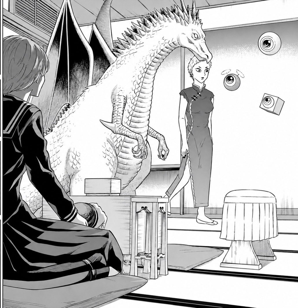 0mpdsr's tweet photo. 対局中にレーザー撃たれたり対戦相手がドラゴンだったりする世界一イカれた将棋マンガ『龍と苺』、最近完結したのでぜひ読んでください https://t.co/uQ3XWQGt7s
