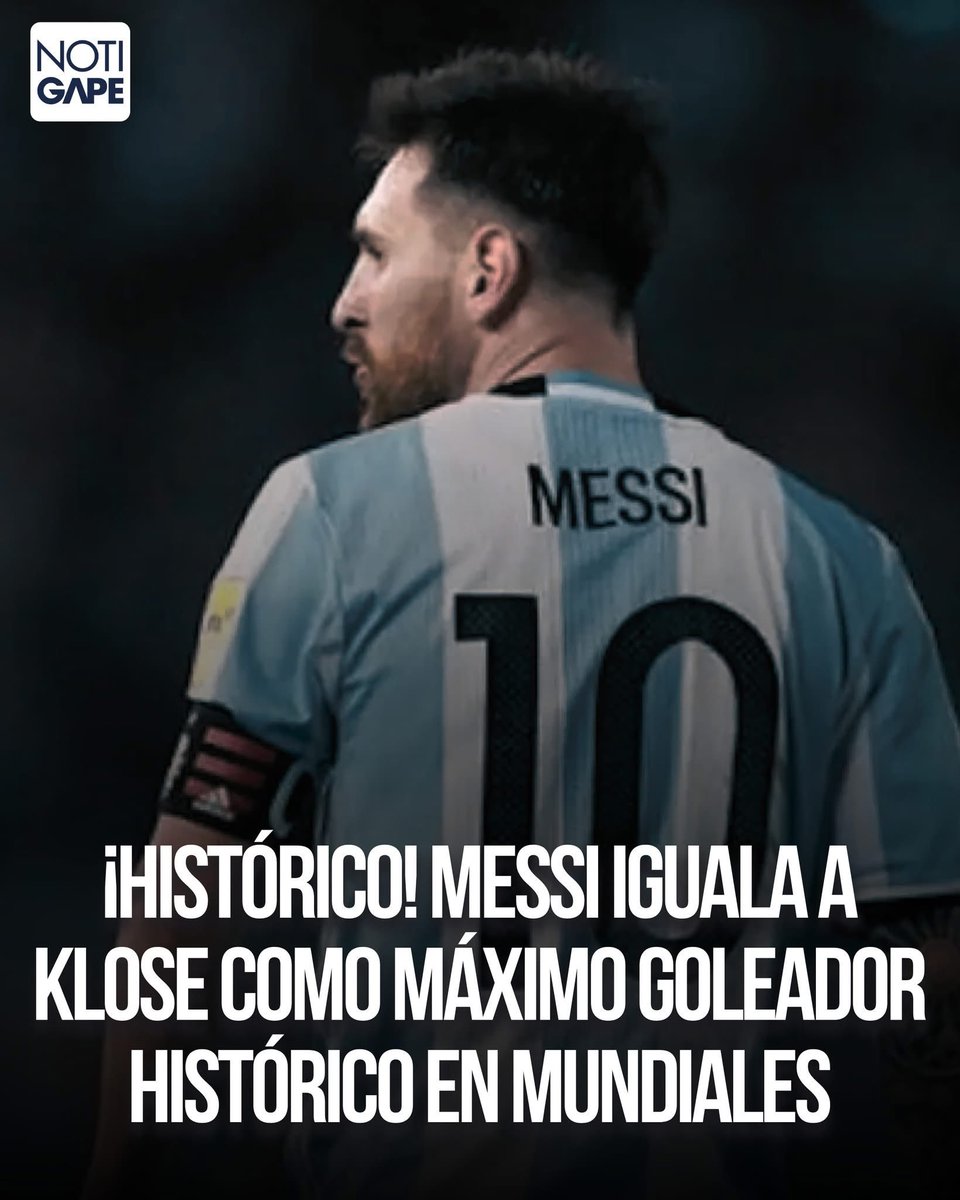 NotiGapeMX's tweet photo. 🇦🇷🐐 MESSI IGUALA A KLOSE COMO MÁXIMO GOLEADOR HISTÓRICO EN MUNDIALES

Lionel Messi volvió a escribir una página dorada en la historia del futbol al alcanzar los 16 goles en la justa futbolística más imporante del planeta 🌎🏆

⚽ El astro argentino llegó a esa cifra con un hat-trick ante Argelia, en el debut de la Selección Argentina dentro de la fiesta del futbol.

🔥 Con sus tres anotaciones, Messi igualó al alemán Miroslav Klose, quien había alcanzado los 16 goles mundialistas en el torneo de 2014.