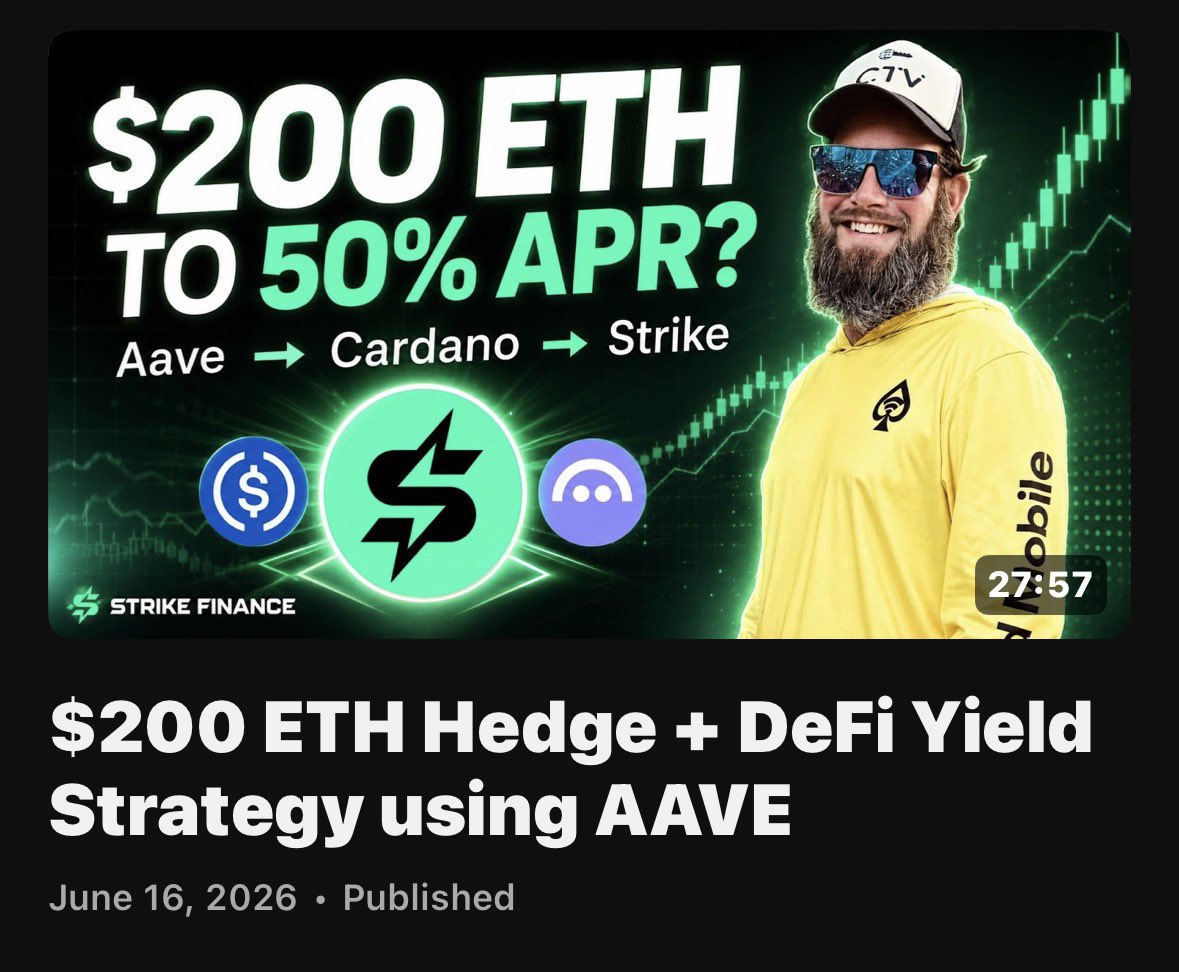 TheADA_ACE's tweet photo. $200 ETH Hedge + DeFi Yield Strategy using AAVE
https://t.co/Kl8gj1gYwR https://t.co/hgzHXfFV57