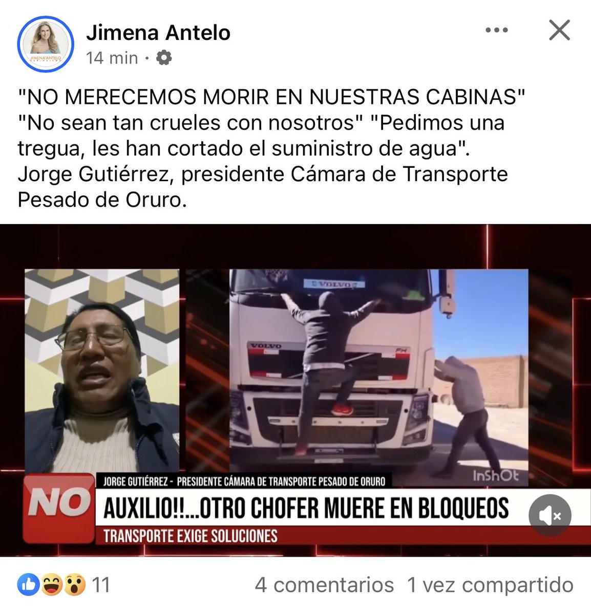 VeronicaTorric's tweet photo. @LeonardoLoza18 Los bloqueos de Evo están matando el futuro de la juventud! Su cinismo impresiona @LeonardoLoza18 pero la justicia divina le cobrará todas sus maldades a @evoespueblo y usted No imagina cuan grande será el castigo de Evo! Mire cómo están los choferes por culpa de ustedes. https://t.co/u8OiRKoMxT