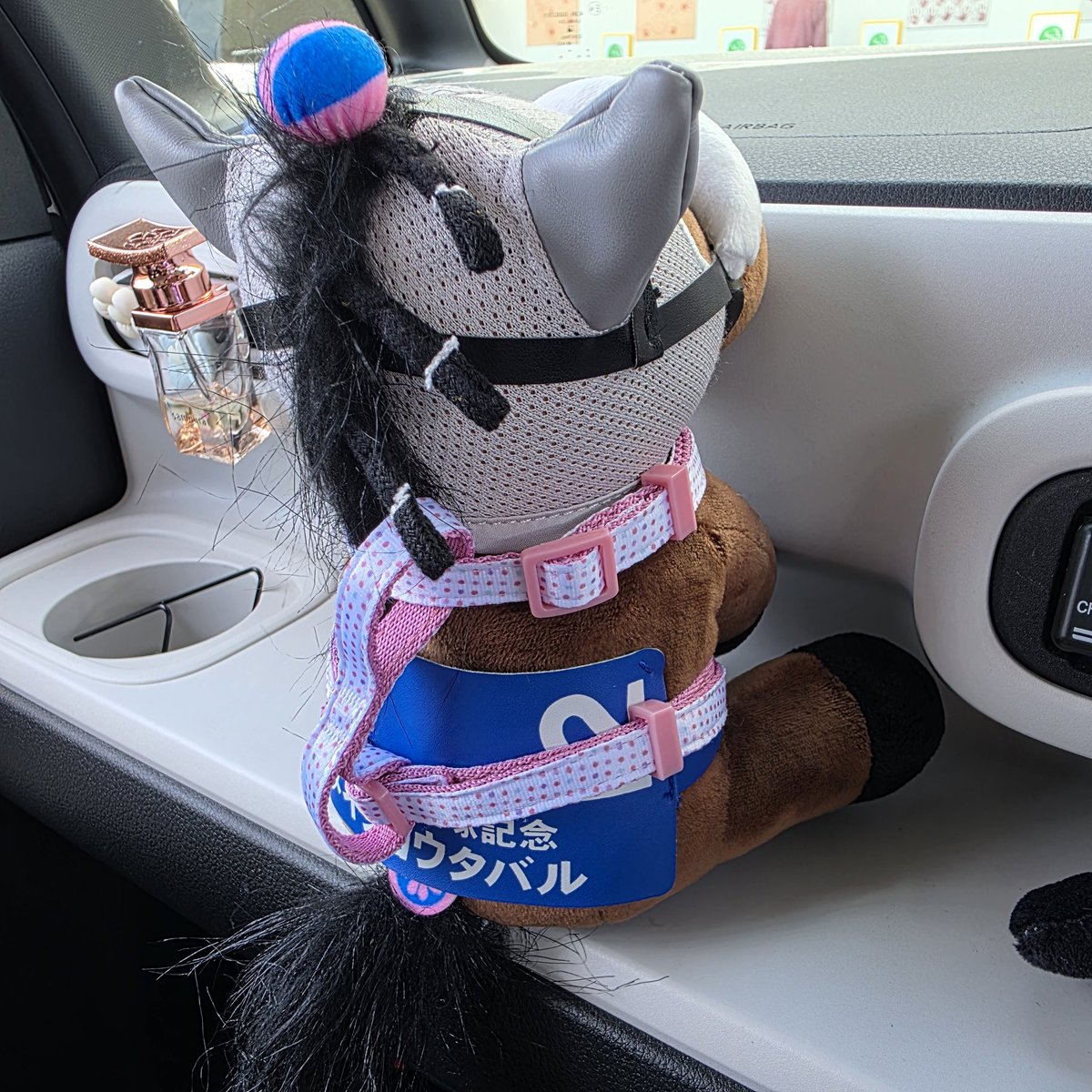 miko_ym1982's tweet photo. Xで犬用の首輪付けて、スマホショルダーつければ可愛く持ち歩けるっていう投稿見て、私も真似してみた✨
首輪で吊るのは苦しくて可哀想な気がしたから、私は犬用のハーネスにしてみた✨腰のとこにスマホショルダーのストラップつければ、ショルダーにしてタバルとお出かけできるな✨ https://t.co/F7PPJNbUYu