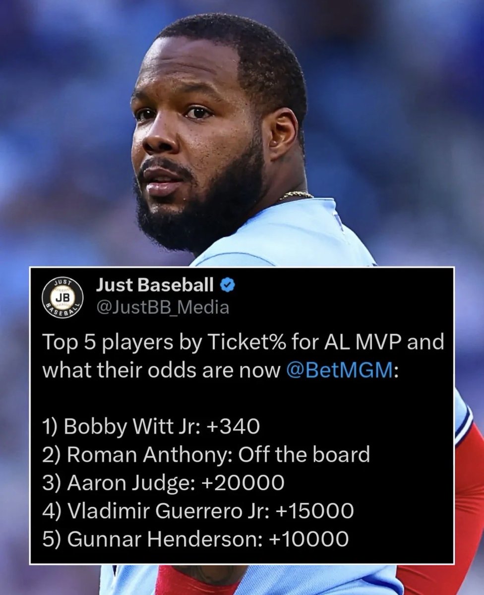 BeholdPaleH0rse's tweet photo. So, you see what they did? The league took the top 5 guys in MLB people bet, and made them tank their seasons. This is as damning as it gets. Baseball is so insanely rigged. https://t.co/pqVzXrfmXm