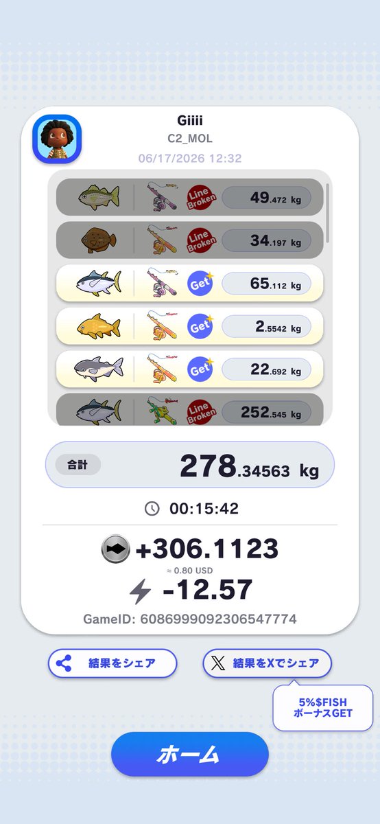 ga_____ku's tweet photo. 306.1123 $FISH
#Angland
#FishResult
@angland_x https://t.co/Ywqt1L7fCV