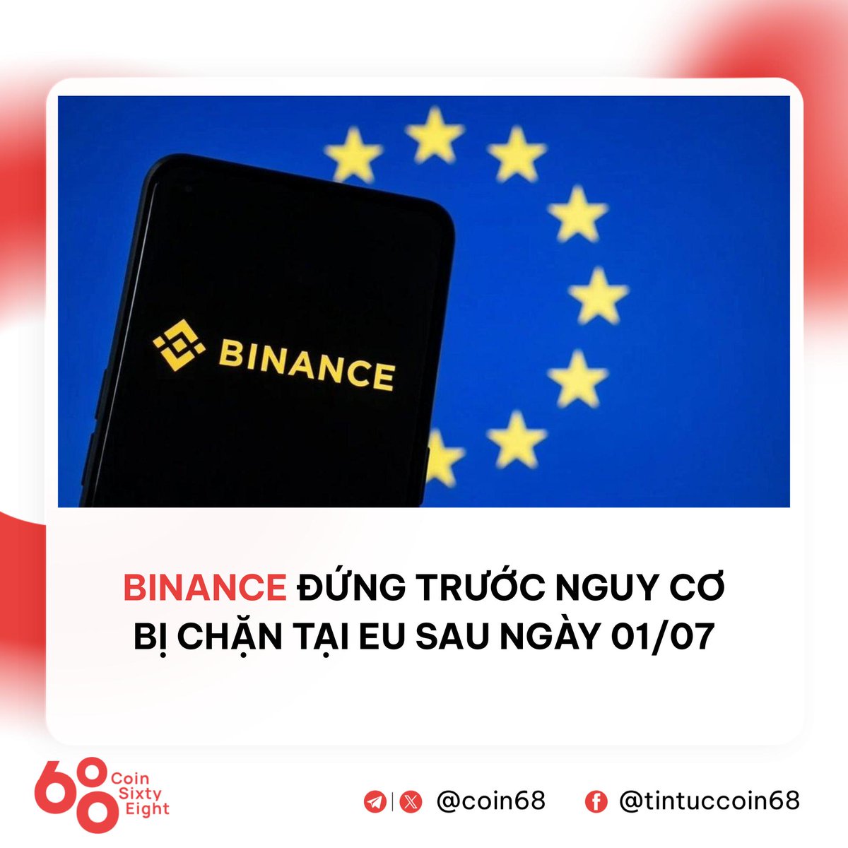 coin68's tweet photo. Binance có thể phải ngừng cung cấp dịch vụ cho khách hàng tại Liên minh châu Âu (EU) ngay từ đầu tháng 7.

Chi tiết: https://t.co/bgF6cwAFyt https://t.co/yAbsaT1nxK