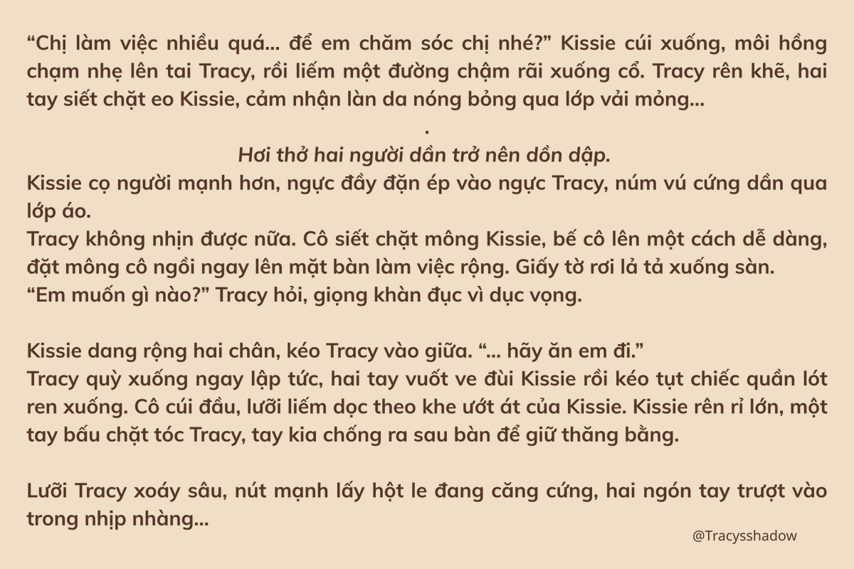 tracysshadow's tweet photo. - In the office 9pm - #wlw #les

"....Kissie không trả lời. Cô v��ng qua bàn, chậm rãi ngồi lên đùi Tracy, hai chân dang rộng ôm lấy hông cô" https://t.co/RgyaebNPnI