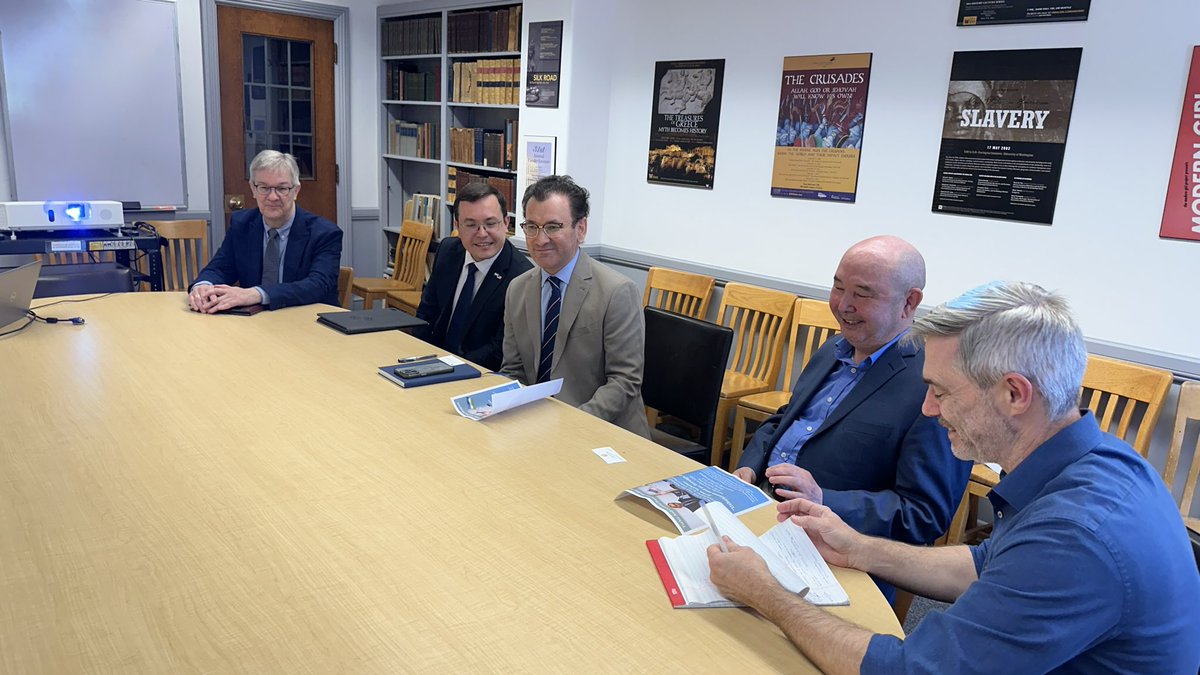 JavlonVakhabov's tweet photo. Thank you, Director Guntis Šmidchens (@GSmidchens) of the Center for European, Russian and Eurasian Studies (CEREAS) at the University of Washington in Seattle (@UW), for putting me, Consul General Akhror Burkhanov (@AkhrorBurkhanov), and the Consulate General of Uzbekistan in the State of Washington (@UzConsulWA) staff together with CEREAS scholars and faculty members for this engaging and comprehensive discussion on regional dynamics in Central Asia.

In our exchange, we focused on the region’s growing role in international affairs, and opportunities for deeper academic and expert dialogue between Uzbekistan and the United States. 

It’s been quite encouraging to learn more about Central Asia-focused programs and Uzbek language courses offered at the University of Washington in Seattle, a premier, public research university known as a world-class institution.
