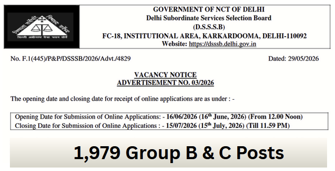 indiangovtjobs's tweet photo. 🚨 DSSSB Recruitment 2026 | 🎯 1,979 Group B & C Posts

🔥 Graduates, Diploma & ITI Candidates ke liye बंपर मौका!
🇮🇳 दिल्ली सरकार में नौकरी पाने का सुनहरा अवसर!

🔗 Apply Details: https://t.co/3KojBjEyHF

👨‍🏫 TGT, Special Educator, IT Assistant, Fitter, Lift Operator & More
📢 Vacancies: 1,979
🎓 Qualification: Degree / Master's Degree / Diploma / ITI
📅 Last Date: 15 July 2026

⚡ सरकारी नौकरी का सपना पूरा करें – अभी Apply करें!