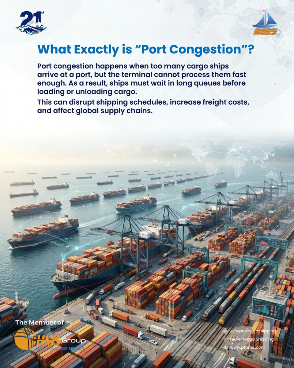 hypermegaship's tweet photo. A small delay at one port can become a global challenge(?)

That’s the reality of port congestion, where every movement in the supply chain is connected. https://t.co/bmDObNmzPs