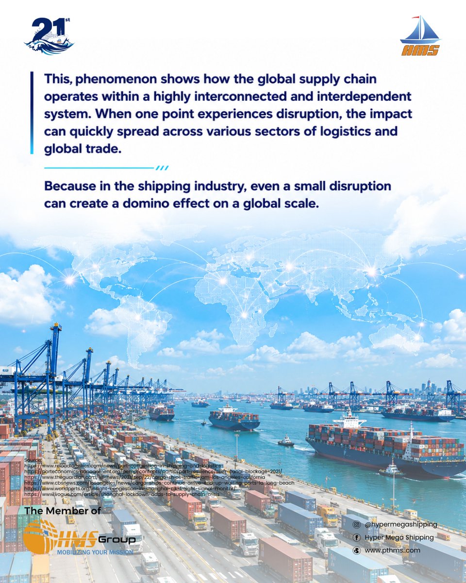 hypermegaship's tweet photo. A small delay at one port can become a global challenge(?)

That’s the reality of port congestion, where every movement in the supply chain is connected. https://t.co/bmDObNmzPs