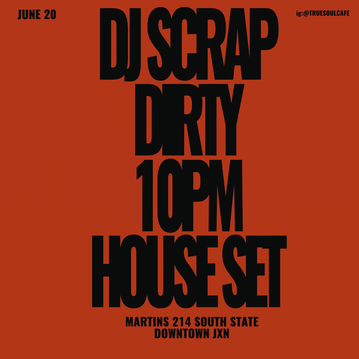 SCRAPDIRTY's tweet photo. #TGIF
#JXNMS
SAT 6/20
DOWNTOWN
214 South State @MartinsBar39201
doors open 9pm @DJScrapDirty
#HouseMusic set 10pm sharp
#DeepHouse
#AfroHouse
#ChicagoHouse https://t.co/RzAIrKQryr