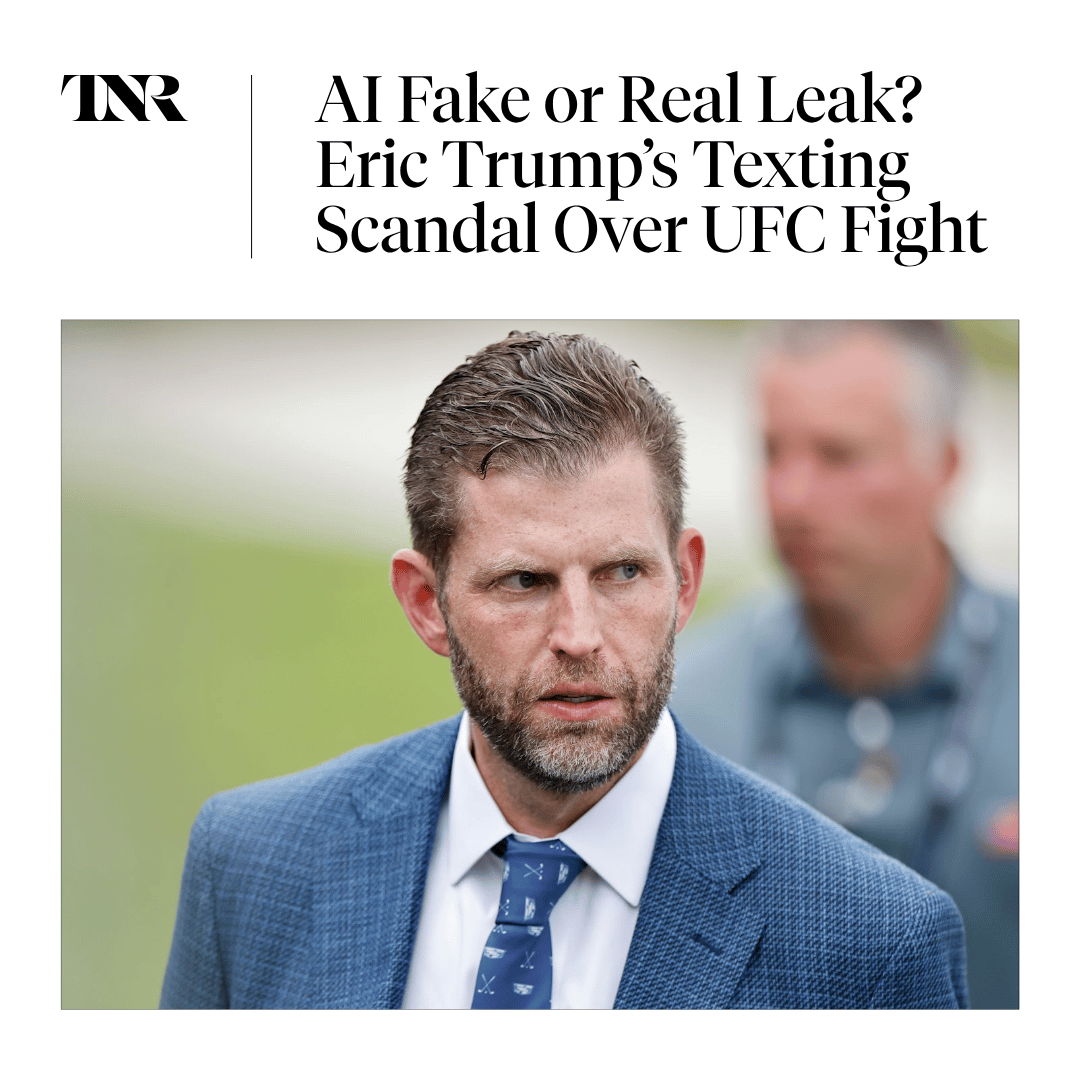 newrepublic's tweet photo. A few hours before the fights, Daniel Cormier, a heavyweight fighter who retired in 2020, posted screenshots of D.M.s between him and Eric Trump, in which the president’s son asks if any of the bouts are going to be rigged so he can bet on them. https://t.co/OitRgIeniO https://t.co/ICEWbjR493