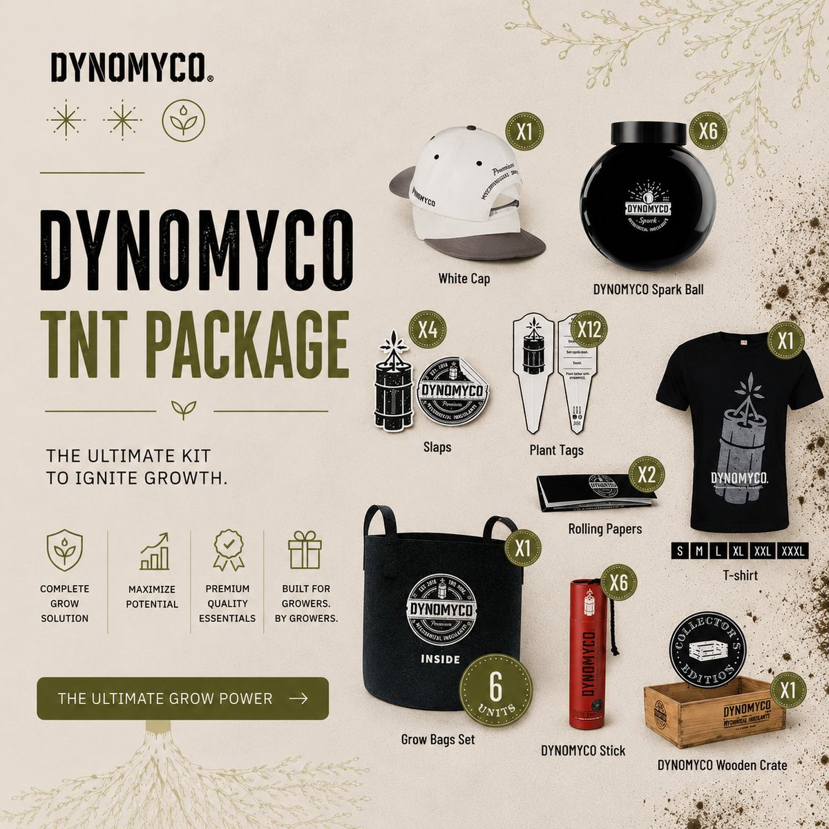 DYNOMYCO's tweet photo. Built for growers who take the root zone seriously.

Swag Pack, RootBoost Bundle, Enthusiast Package, or TNT Package?

Which pack are you grabbing first?

#DYNOMYCO #GrowTogether https://t.co/Uu9eb3ymuo