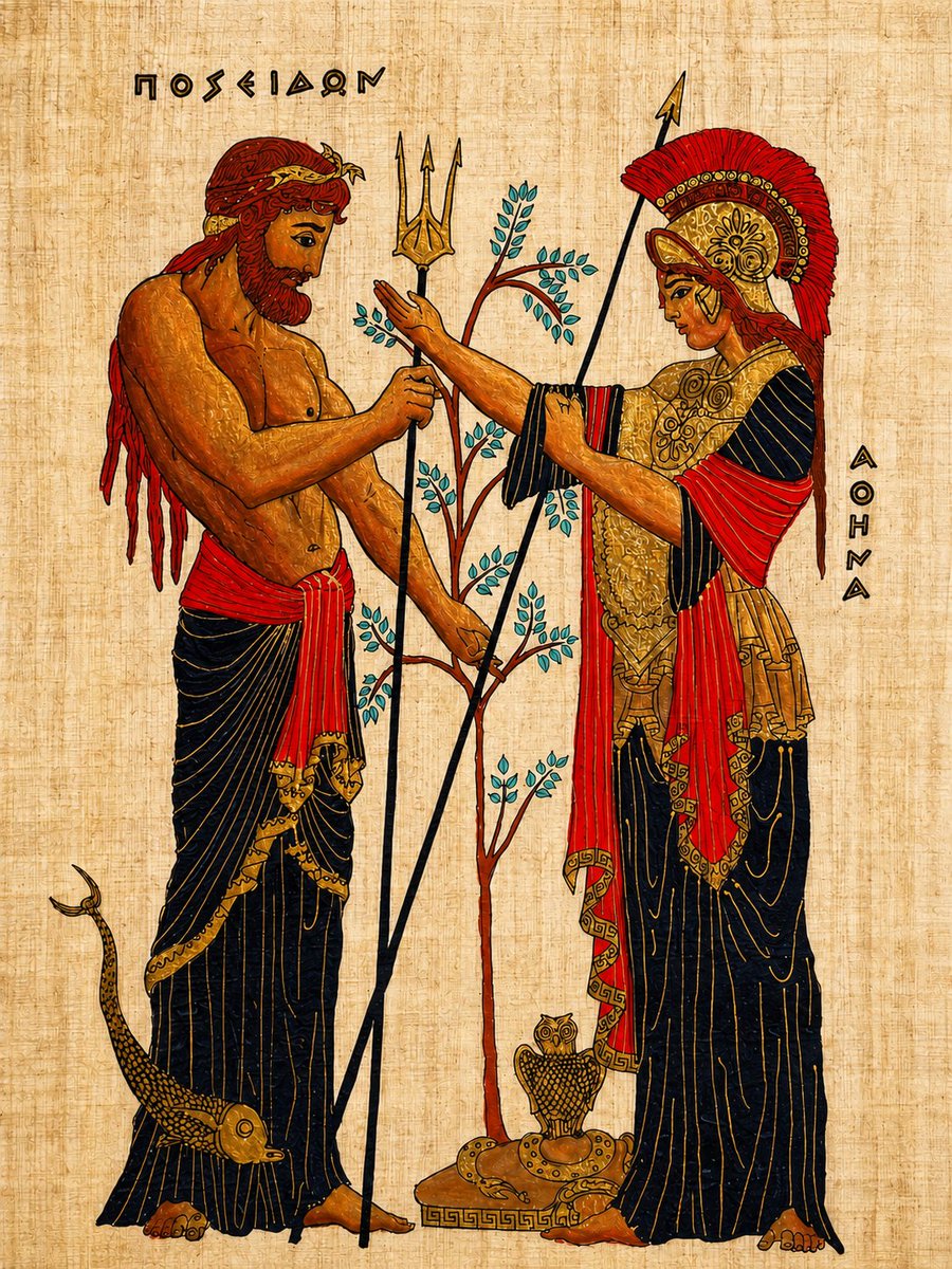 RealHellenist's tweet photo. Poseidon and Athena https://t.co/oaZT376vDL