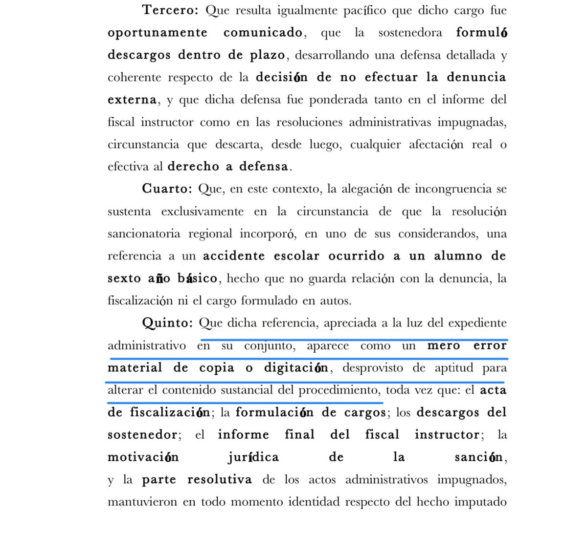 LLeguleya's tweet photo. CS (Rol 27472-2026, que confirma fallo ICA Temuco 16.6.2026) Sancionatorio Educacional: El error alegado aparece como un error de copia o de digitalización que no configura una omisión procedimental esencial, y por aplicación del principio de conservación del acto administrativo, carece de incidencia en la decisión adoptada y no genera indefensión