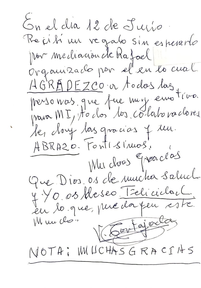 rafetavlc's tweet photo. Esta carta me la acaba de traer Vicente para todos vosotros, muy emotiva, está muy contento y emocionado de ver que tiene gente que le quiere, y todavía no sabe la segunda parte que es casi doble que la primera.
Muchísimas gracias, yo también estoy emocionado 😢🙏💪🥰 https://t.co/LSlTiiBIzO