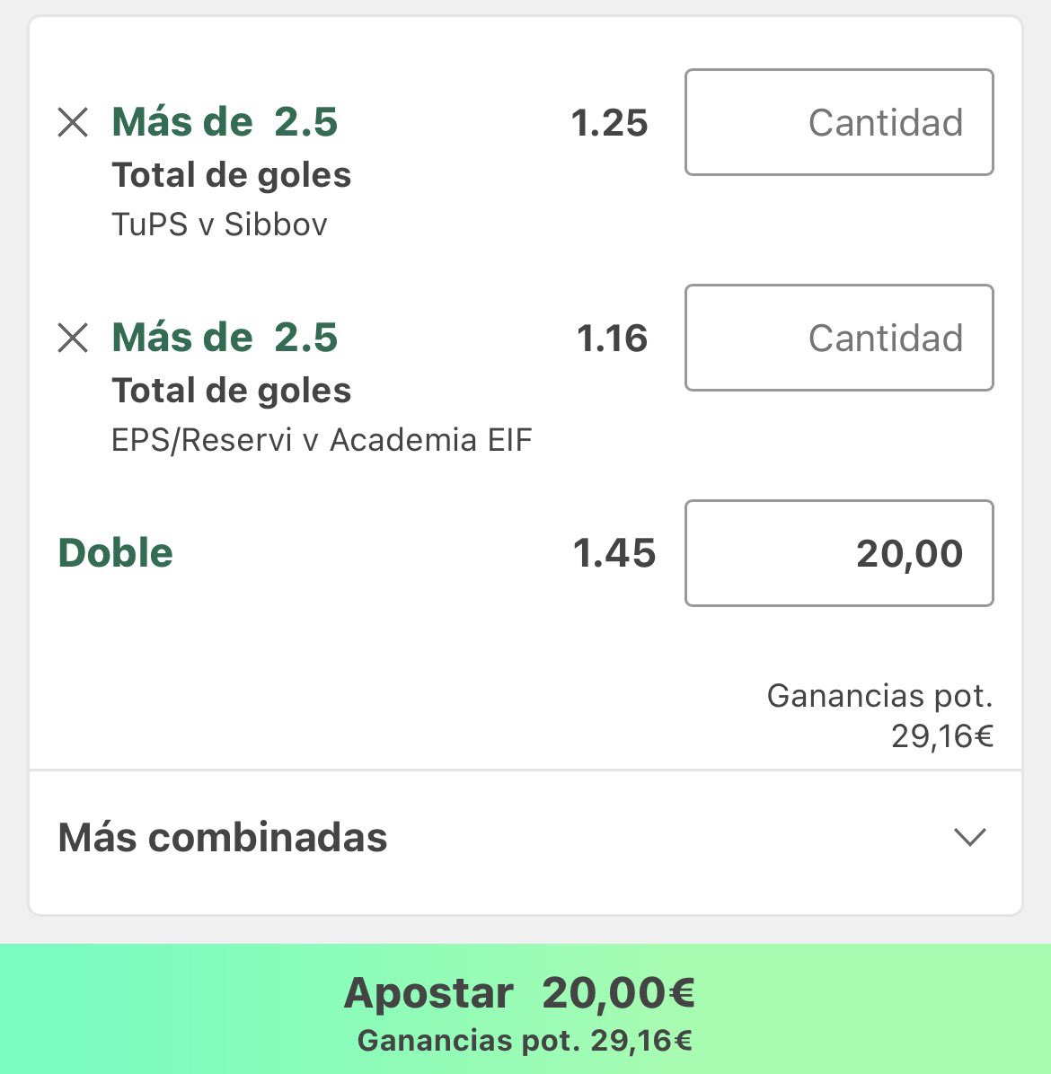 StaxisBets_Reto's tweet photo. 🪜 RETO ESCALERA x64: PASO 9 🪜

🇫🇮 Doblete de goles en Finlandia (19:15):
• TuPS v SibboV ➡️ +2.5 goles
• EPS/Reservi v Acad. EIF ➡️ +2.5 goles

🔥 Cuota: 1.45 | 🎯 20,00€ (Guardamos 50,45)

¡Buscamos rematar la tarde con dos pasos seguidos! 📈🚀

https://t.co/aEKH4vr8Qj

🔞 https://t.co/i8vfOcmSAL