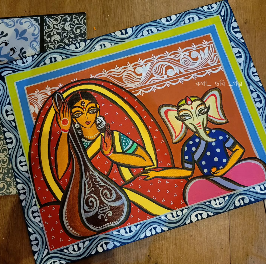 insaneliii's tweet photo. a contemporary reflection of Jamini Roy's timeless folk legacy 🎨✨
— by Kathakali Biswas https://t.co/ydwtiOKZNz