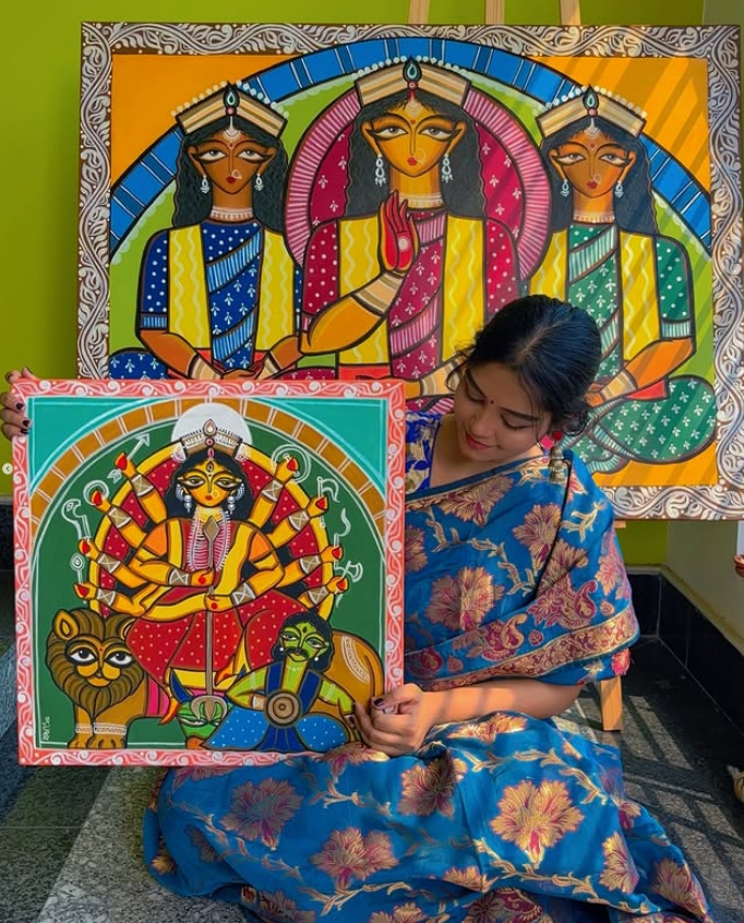 insaneliii's tweet photo. a contemporary reflection of Jamini Roy's timeless folk legacy 🎨✨
— by Kathakali Biswas https://t.co/ydwtiOKZNz