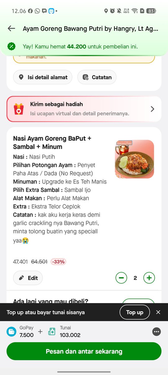 mffrandombos's tweet photo. Keinfuence temen-temen di twt coba  Ayam Bawang Putri demi cobain garlic crackling @ayambawangputri dan damn rasanya renyah n gurih bgt 😭😭 https://t.co/TcrISvTDlM