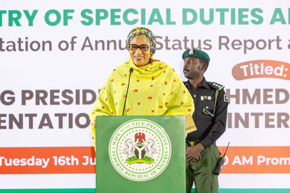v79158's tweet photo. STATE HOUSE PRESS RELEASE 

INTERVENTION PROJECTS VITAL IN BRIDGING THE GAP BETWEEN GOVERNMENT AND THE PEOPLE – FIRST LADY OF NIGERIA

The First Lady of Nigeria, Senator Oluremi Tinubu(@SenRemiTinubu), CON, has emphasized the importance of intervention and constituency projects as critical tools for bridging the gap between government and the people, describing them as tangible expressions of democratic governance and inclusive development.

The First Lady made this known at the unveiling of a compendium by the Federal Ministry of Special Duties and Inter-Governmental Affairs titled “Actualising President Bola Ahmed Tinubu’s Renewed Hope Agenda Through the Implementation of Zonal Intervention and Constituency Projects.”

The 560-page publication, written in nine chapters, is the first comprehensive public report documenting the implementation of intervention projects across Nigeria’s geopolitical zones and constituencies. The compendium aims to enhance transparency and accountability, serve as a valuable reference document and increase public awareness of projects executed in line with the Renewed Hope Agenda.

Represented at the event by the Wife of the Vice President, Hajiya Nana Shettima(@kujarima), the First Lady reflected on her years of service in the 7th, 8th and 9th National Assemblies, recalling the opportunities she had to contribute to legislation and constituency interventions that positively impacted communities.

She noted that these experiences reinforced her conviction in the importance of constituency-based projects as effective instruments for addressing local needs and improving the lives of citizens.

Senator Oluremi Tinubu commended the Ministry of Special Duties and Inter-Governmental Affairs for the initiative to document, consolidate and present the various intervention projects being implemented across communities nationwide. She stated that the compendium would provide a verifiable reference point for tracking impact, strengthening oversight, and promoting good governance.

The First Lady further observed that the publication reflects the Ministry’s commitment to advancing national development in line with the administration of President Bola Ahmed Tinubu and its determination to place Nigeria firmly on the path of sustainable growth and prosperity.

Speaking earlier, the Minister of Special Duties and Inter-Governmental Affairs, Hon. Zephaniah Bitrus Jisalo, said the Ministry has deployed modern technology to enhance the monitoring and evaluation of projects across zones and constituencies. He noted that the initiative is geared towards ensuring effective implementation of projects in support of the Renewed Hope Agenda.

The unveiling ceremony was attended by key stakeholders from government, development institutions, and other relevant sectors.

Kwapchi Bata Hamman
Special Assistant, Media & ICT
Office of the Vice President
June 16, 2026