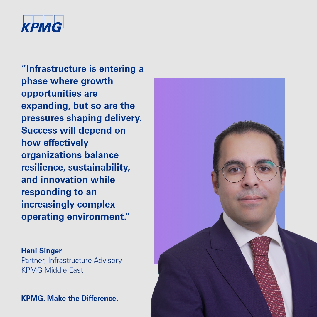 kpmguaeoman's tweet photo. Infrastructure demand is rising, but so are the pressures shaping delivery. The latest KPMG Global Construction Survey highlights how resilience, sustainability, and innovation must come together to drive long-term growth. Read more: https://t.co/e2KjCZOL0E https://t.co/GiltSLwCFc