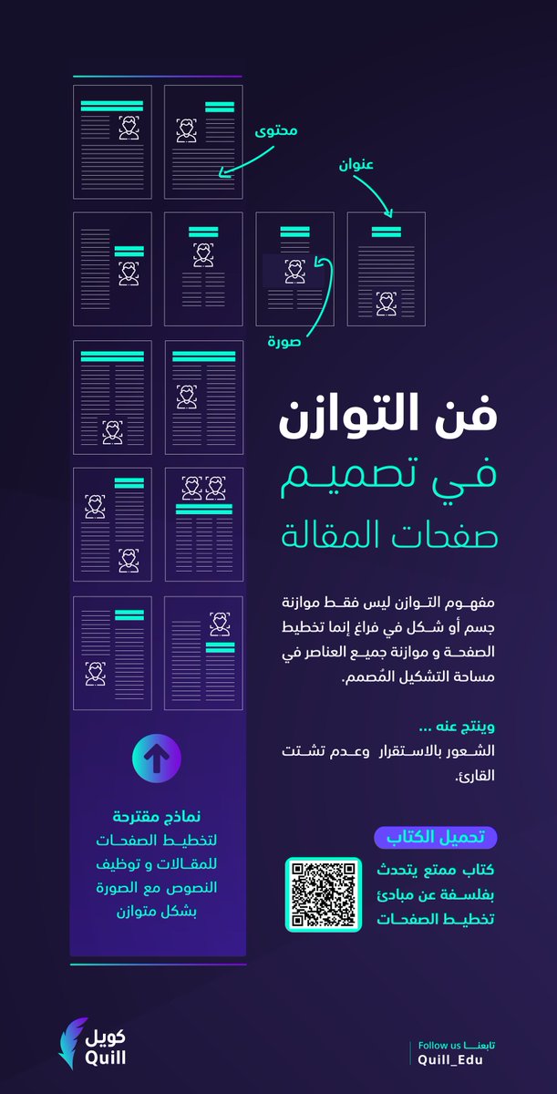 Gh4Design's tweet photo. فــن التــوازن فـــي تصميـــم الصفحـــات..
 من كويل @Quill_Edu https://t.co/R0Fyu7aV6i
