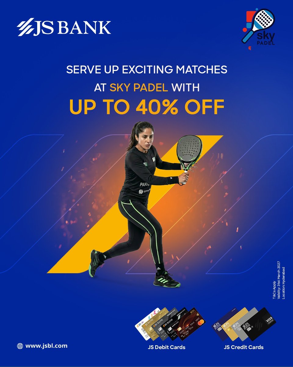JSBLPak's tweet photo. From flavorful meals to exciting activities, your next outing comes with more value.

Enjoy special discounts on dining and recreational experiences when you pay with your JS Debit or Credit Card. 

T&amp;Cs apply.

#JSBank #BarhnaHaiAagey #DiningDeals #LifestyleBenefits https://t.co/NHLFgLyr1y
