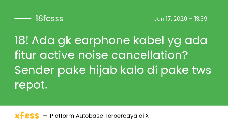 18fesss's tweet photo. 18! Ada gk earphone kabel yg ada fitur active noise cancellation? Sender pake hijab kalo di pake tws repot. https://t.co/b2JwHXDkp5