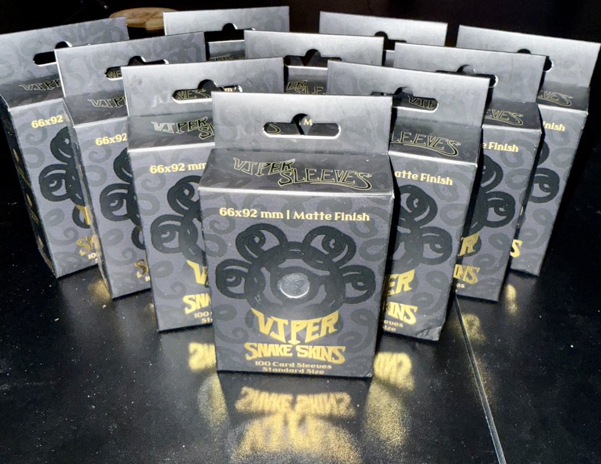 GimmikTCG's tweet photo. To celebrate my sponsorship with Viper Sleeves I’m giving a way a case of Black Snake Skin Sleeves! 

All you have to do to enter is 
✅ Like my page
✅ Like @ViperSleeves 
✅ Like and share this tweet

Winner will be announced July 1st! Good Luck!

#Riftbound
#TCG
#MTG
#Giveaway https://t.co/77gU797eus