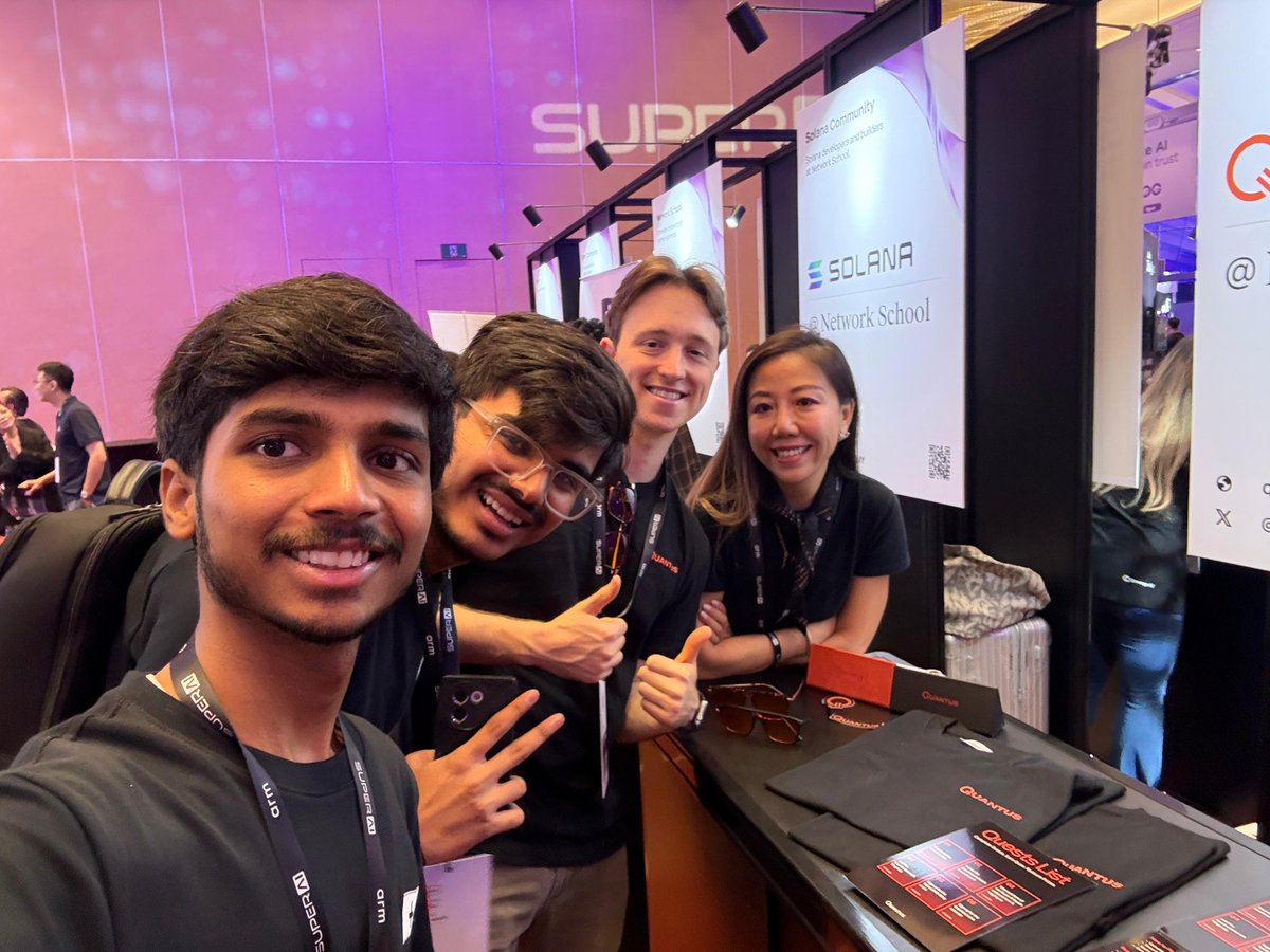 Prakharmis39951's tweet photo. Met the @Quantus team at #SuperAI Singapore 👊
Quantum computers are coming for your blockchain.
These guys are building the defense layer. 🔐
Network School @ns connects you to people building what matters. 🏠
#Quantus #Web3 #QuantumSafe
#networkschool https://t.co/yPxcqZua4p