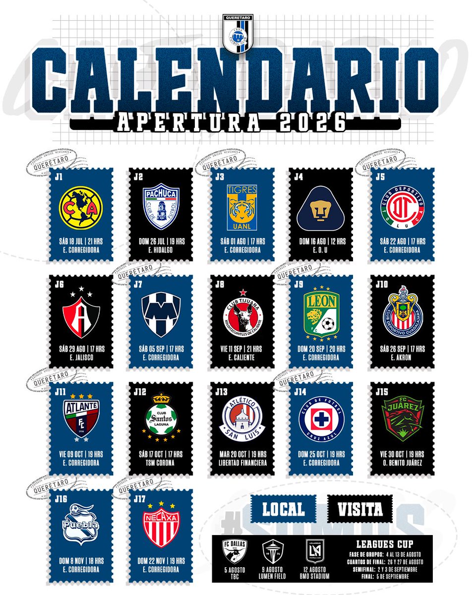Club_Queretaro's tweet photo. Listo el calendario. 📅

Nos vemos donde más nos gusta: la cancha 🔜

#Somos442 https://t.co/oFv5AOD3mt