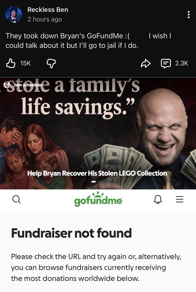 Awk20000's tweet photo. Reckless Ben confirms Bryan Mansell’s GoFundMe has been taken down

“I wish I could talk about it but I’ll go to jail if I do” https://t.co/fhsE6QmA2K