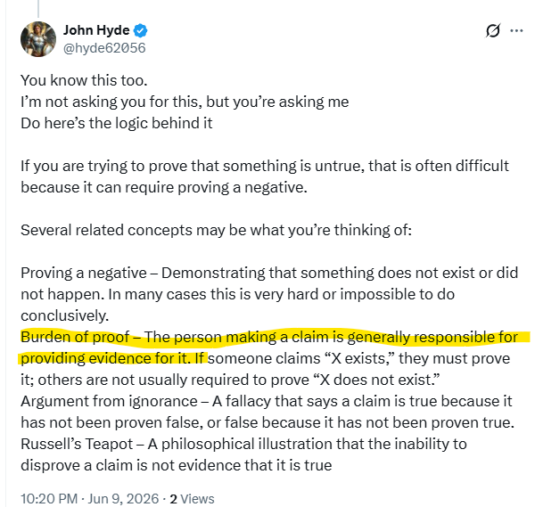 RobertWDallmann's tweet photo. @hyde62056 @USAIMREF @CherylSchatz @LeonardG56161 You claim to be "willing to work through scripture"

BUT YOU DON'T.

That is a LIE!

PROVE YOUR CLAIM
(per your own standard) https://t.co/tEFWBcKhZr