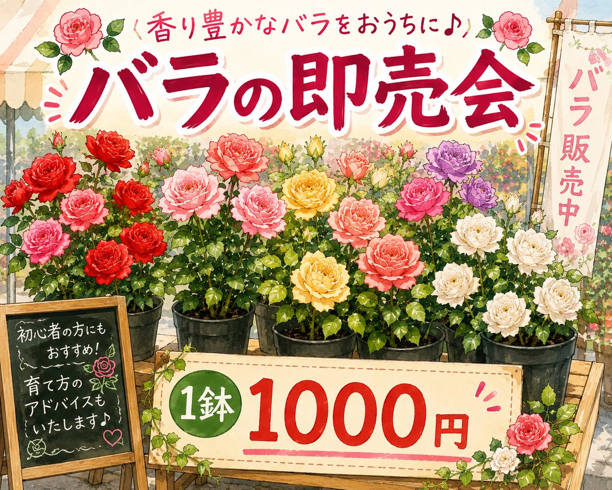 🌹【バラの即売会開催のお知らせ】🌹 恩賜箱根公園で毎年大好評の