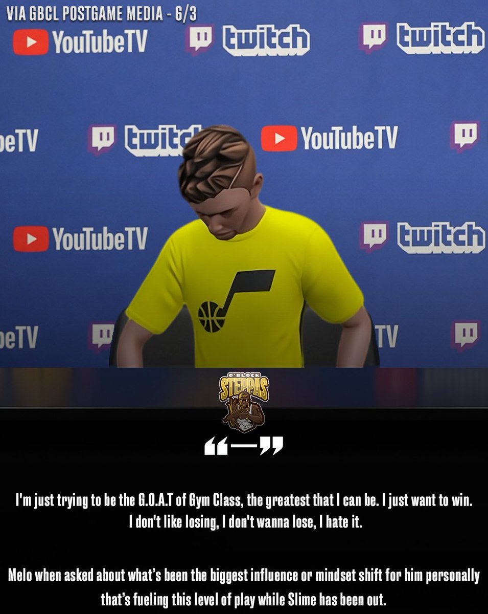GBCLeague's tweet photo. GBCL™️ Postgame Media Interview (6/3) / Season 6
- Melo from O'Block Steppas (60-51 Home Game against Shiesty Shootas) https://t.co/mJzhHil30t