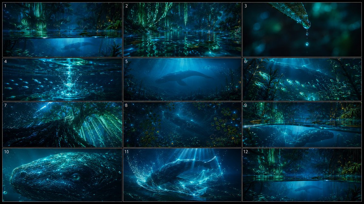 Bioluminescent Aquatic Creature Storyboard