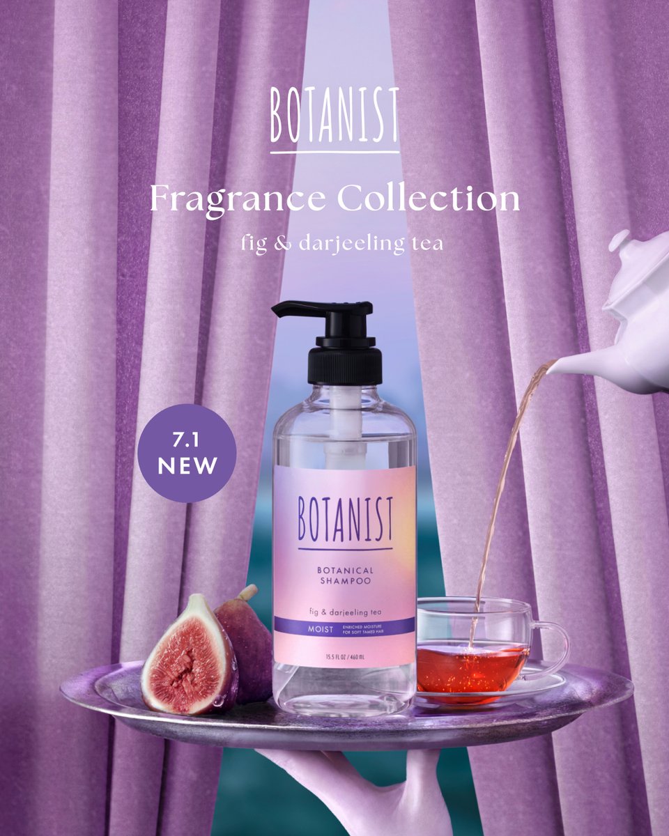 BOTANIST_01's tweet photo. 7/1 新発売🌱​
BOTANIST Fragrance Collection​
夏限定 フィグとダージリンティーの香り​

優美なフィグとダージリンティーの​ダブルフレグランス。​
上品な透明感あふれる余韻を残す​
ヘアケア＆ボディーケアアイテムが新登場✨​

お楽しみに🌿​
*なくなり次第終了 https://t.co/Aj5U97bbEM