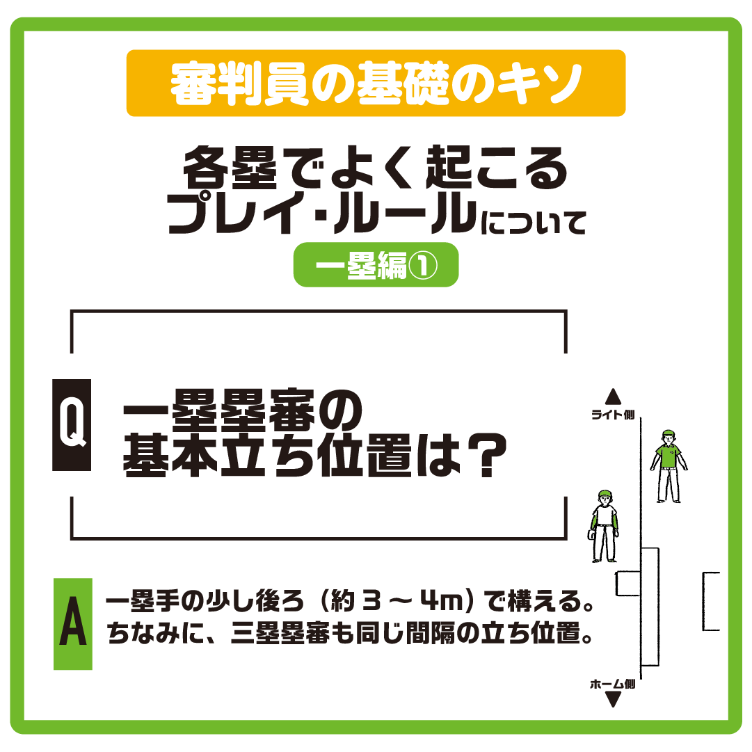 npb_bbpromotion's tweet photo. 一塁手の少し後ろ（約3~4m）で構える。
ちなみに、三塁塁審も同じ間隔の立ち位置。

🔽リーフレットの閲覧はこちら👀
https://t.co/jMaHVdHPo0
#NPB #プロ野球 #野球 #審判 https://t.co/oTKOFlSmBd
